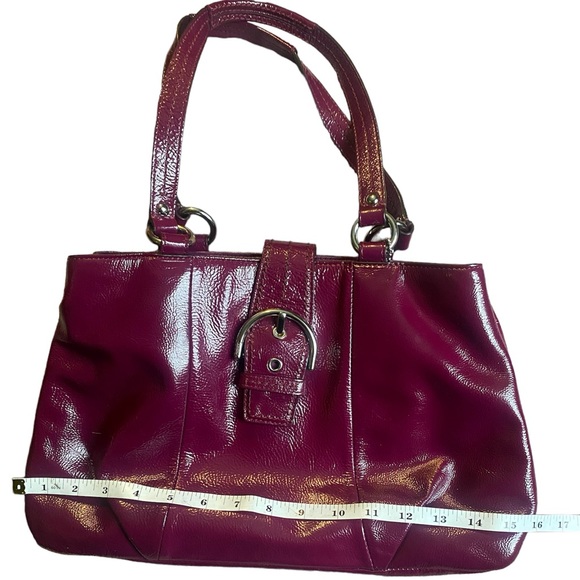 Coach Soho Shiny Patent Leather Buckle Bag Plum Purple - Picture 5 of 11